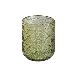 Ixia Vaso Verde de Cristal Decoración 7,50 x 7,50 x 9,40 cm