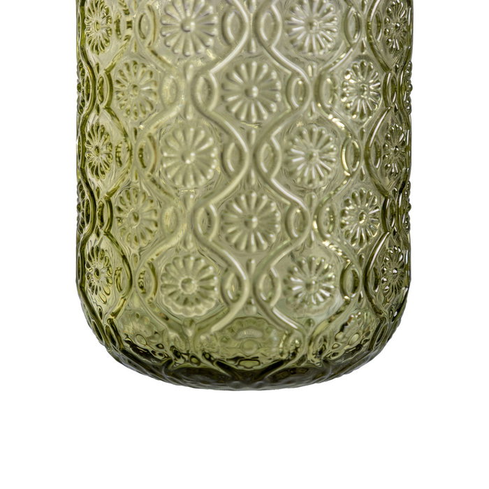 Ixia Vaso Verde de Cristal Decoración 7,50 x 7,50 x 9,40 cm