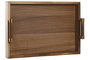DKD Home Decor Bandeja de Acacia y Metal con Asas Natural y Dorado