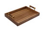 DKD Home Decor Bandeja de Acacia y Metal con Asas Natural y Dorado