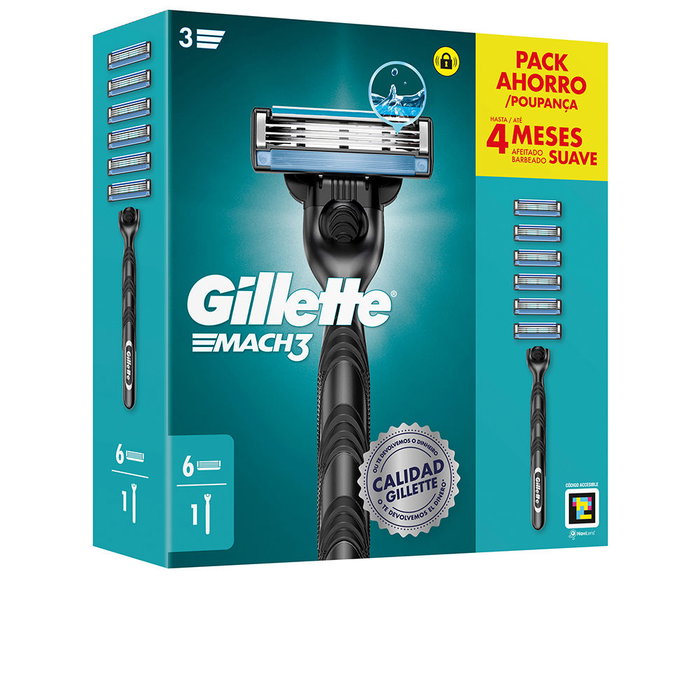 Gillette Maquinilla de Afeitar Mach3 MACH 3 con 6 Recambios - Maquinilla y Hojas para Hombre - Afeitado Clásico y Suave Gillette Maquinilla de Afeitar Mach3 MACH 3 con 6 Recambios - Maquinilla y Hojas para Hombre - Afeitado Clásico y Suave