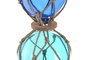 DKD Home Decor Bola de Decoración Cristal y Cuerda Azul 13x13x40 cm