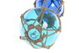 DKD Home Decor Bola de Decoración Cristal y Cuerda Azul 13x13x40 cm
