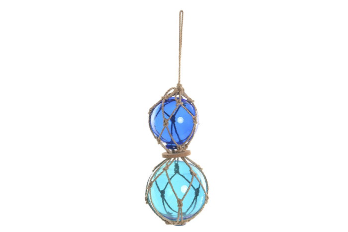 DKD Home Decor Bola de Decoración Cristal y Cuerda Azul 13x13x40 cm DKD Home Decor Bola de Decoración Cristal y Cuerda Azul 13x13x40 cm