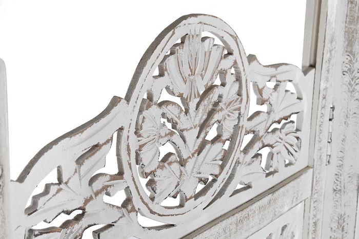 DKD Home Decor Biombo Indio Blanco 2 x 180 x 150 cm Mango MDF