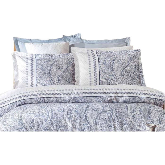 Aucune Juego de cama Azul 100% algodón reforzado con funda nórdica y 2 fundas de almohada Aucune Juego de cama Azul 100% algodón reforzado con funda nórdica y 2 fundas de almohada