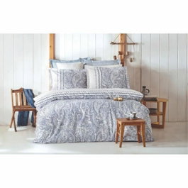 Aucune Juego de cama Azul 100% algodón reforzado con funda nórdica y 2 fundas de almohada