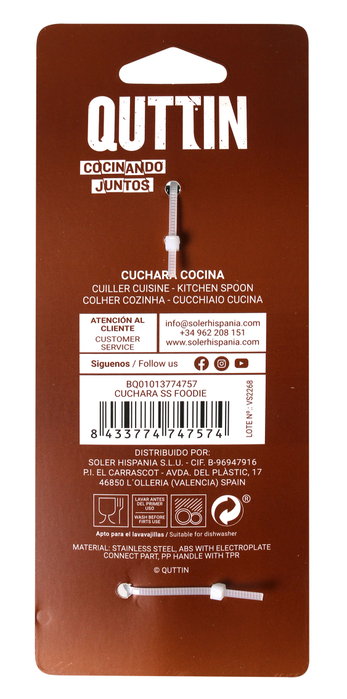 Quttin - Cuchara de Servicio Foodie para Mesa, Acero Inoxidable, 32 cm (18 Unidades)
