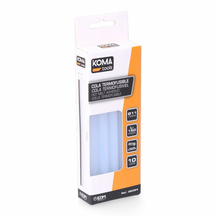 Koma Tools Barra de cola termofusible transparente ø11 x 150 mm, 10 uds Koma Tools Barra de cola termofusible transparente ø11 x 150 mm, 10 uds