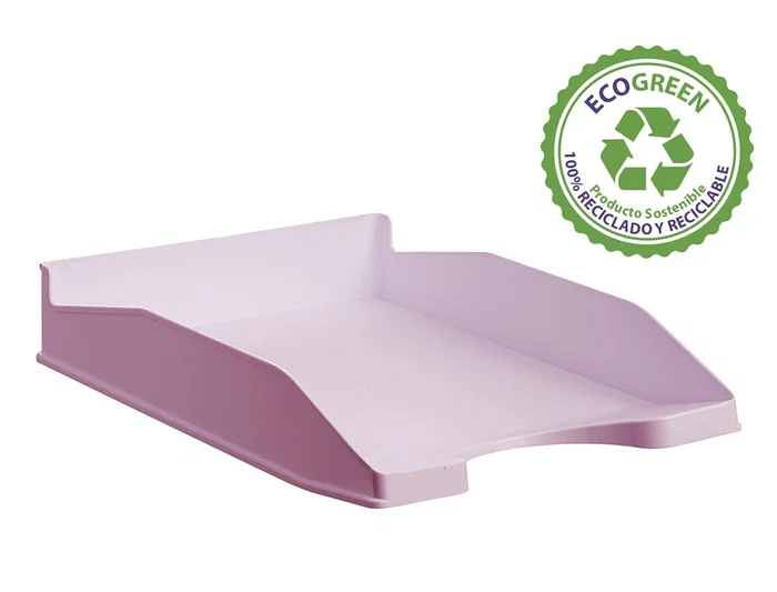 Archivo 2000 Bandeja Ecogreen Apilable 3 Posiciones Rosa Pastel 345x255x60 mm Reciclado