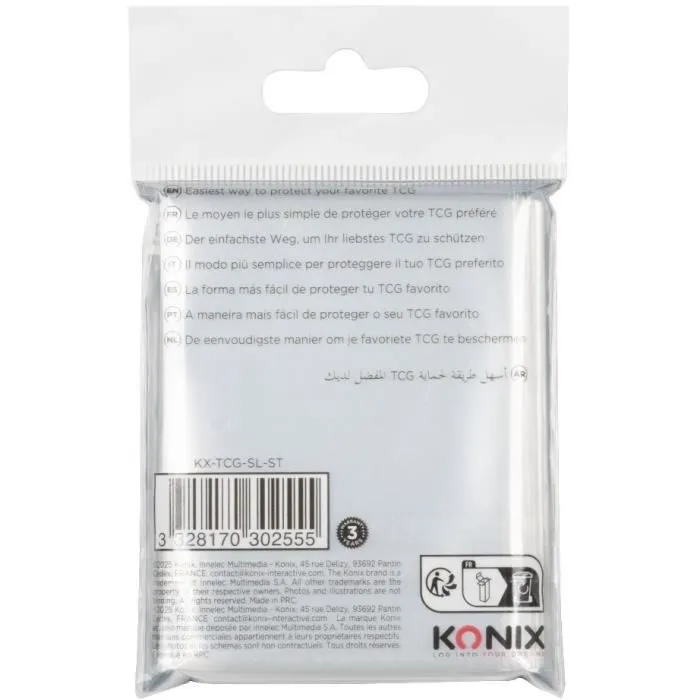 Konix AAAPQ89310 Fundas Estándar para Cartas - 100 Bolsillos, Transparente - Compatible con Magic The Gathering y Pokémon