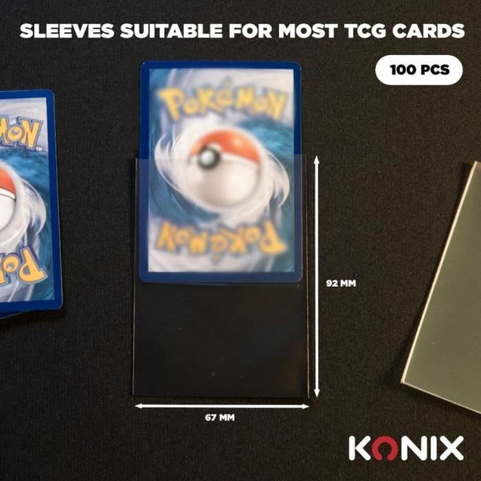 Konix Fundas para cartas estándar - 100 bolsillos - Transparente