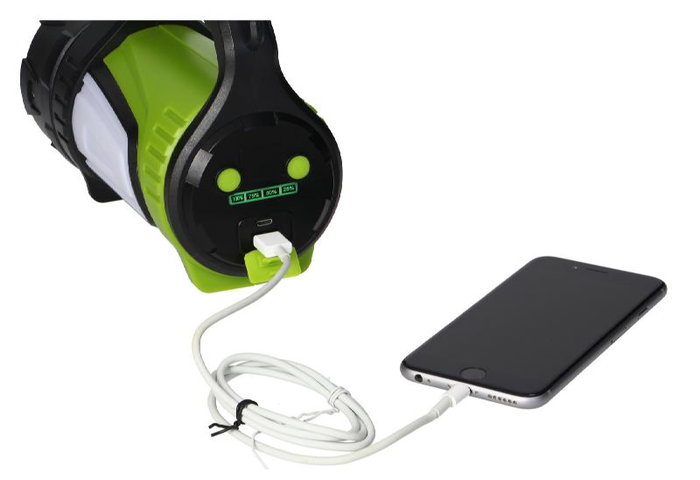 ORNO LT-3 Linterna LED 10W Recargable de 1000 Lúmenes con Power Bank y Luz de Emergencia Batería 4000mAh