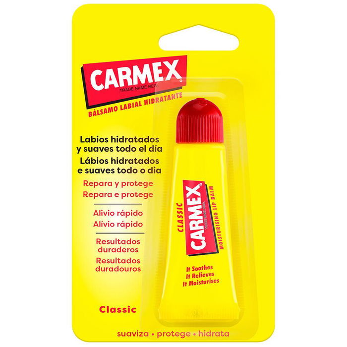 Carmex Bálsamo Labial Clásico Tubo 10 gr Hidratante y Reparador para Labios Radiantes