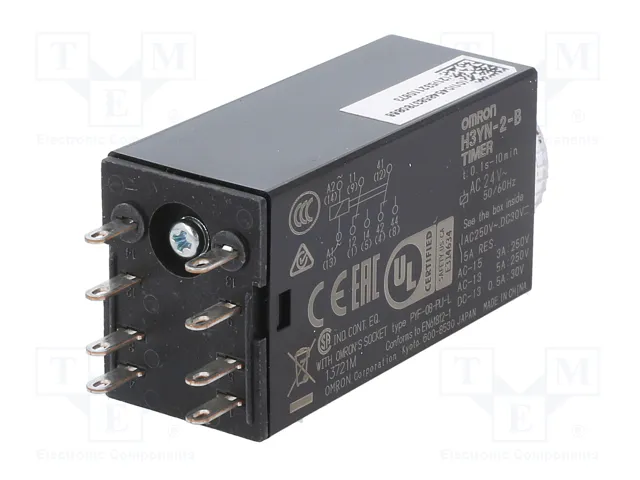 OMRON H3YN-B Relé de tiempo 24VAC DPDT 0,1s÷10min