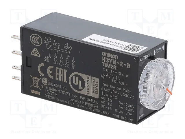OMRON H3YN-B Relé de tiempo 24VAC DPDT 0,1s÷10min