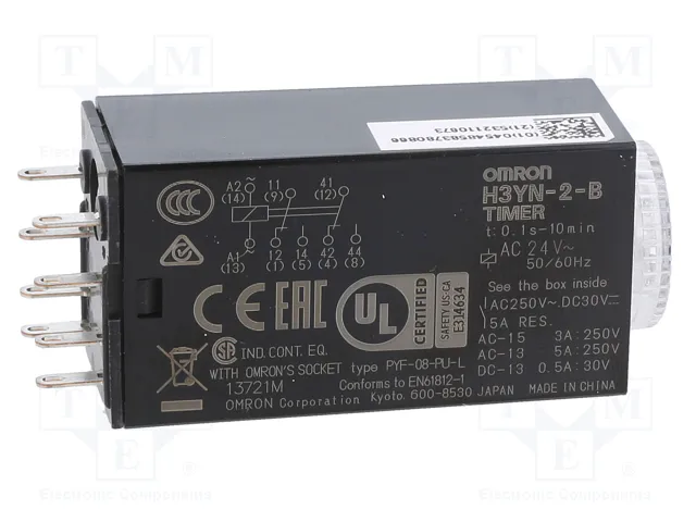 OMRON H3YN-B Relé de tiempo 24VAC DPDT 0,1s÷10min