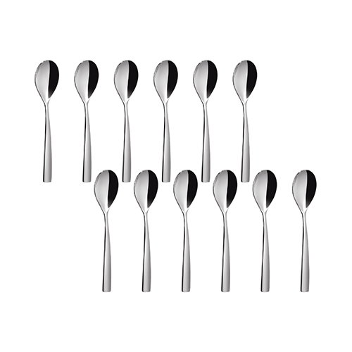 SUMMA Cuchara Moca Sinxelo Satin - Acero Inoxidable 18/10, 110 mm, Color Plata, Acabado Satinado (Set de 12) SUMMA Cuchara Moca Sinxelo Satin - Acero Inoxidable 18/10, 110 mm, Color Plata, Acabado Satinado (Set de 12)