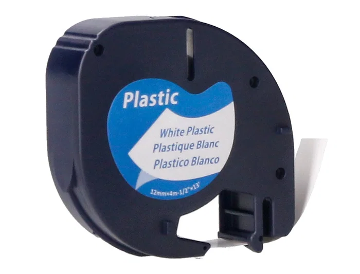 Q-connect Cinta para rotuladora LetraTag, 12 mm x 4 m, negro/blanco perla, consumible compatible con DYMO