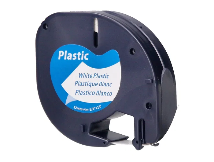 Q-connect Cinta para rotuladora LetraTag, 12 mm x 4 m, negro/blanco perla, consumible compatible con DYMO