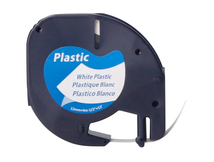 Q-connect Cinta para rotuladora LetraTag, 12 mm x 4 m, negro/blanco perla, consumible compatible con DYMO