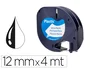 Q-connect Cinta para rotuladora LetraTag, 12 mm x 4 m, negro/blanco perla, consumible compatible con DYMO