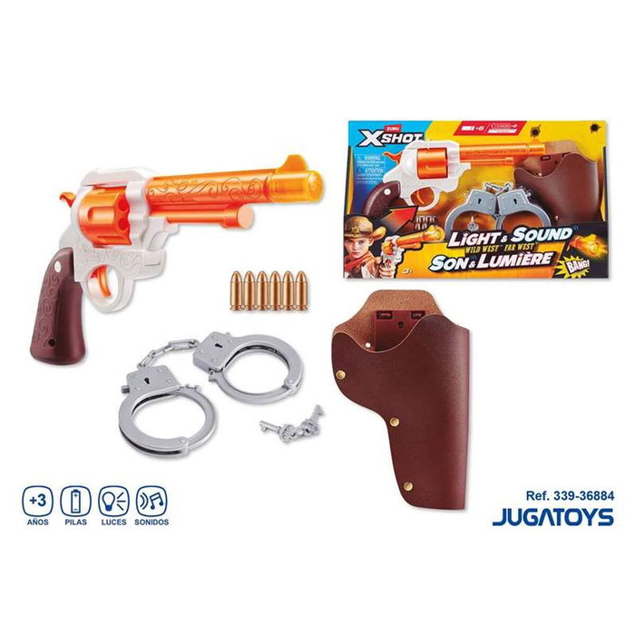Zuru Pistola X-Shot Wild West con 6 dardos, luces y sonidos