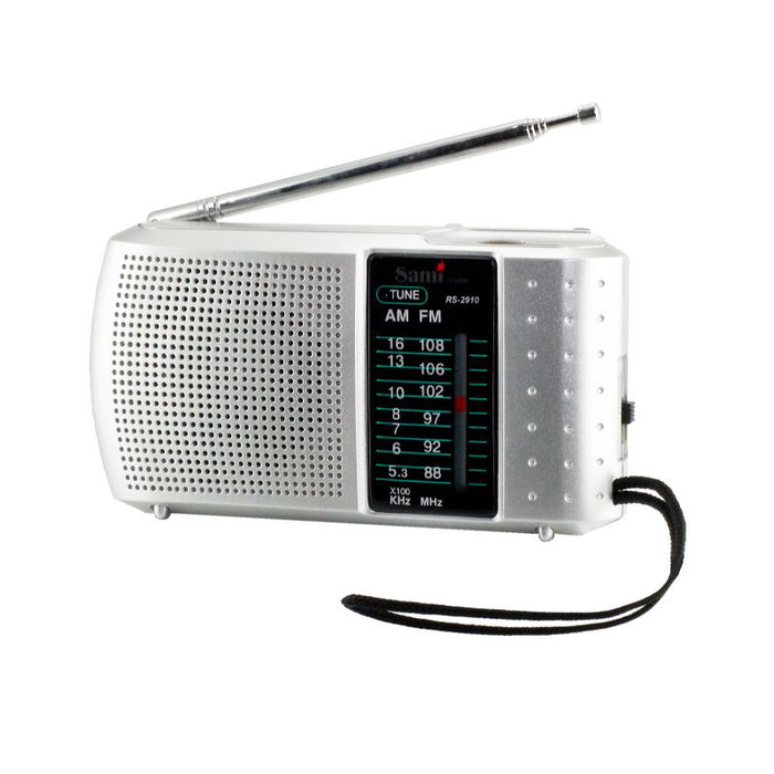 SAMI Radio portátil horizontal de 2 bandas (AM/FM) con auriculares incluidos para escucha personal