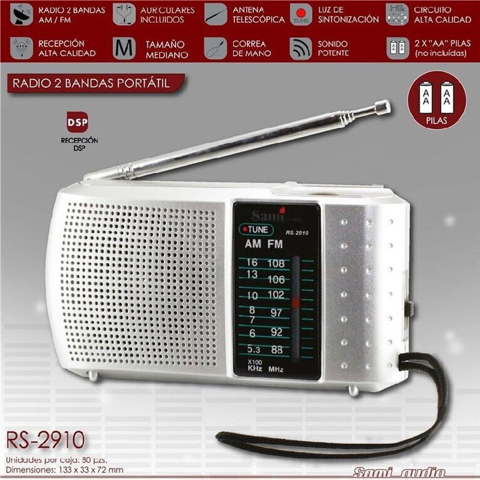 SAMI Radio sami de 2 bandas con auriculares horizontal