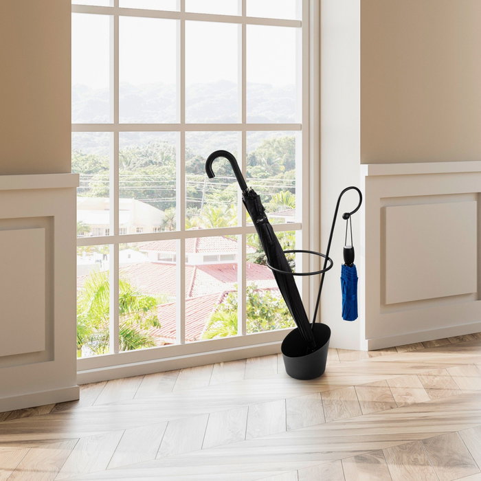 Aberto Design Paragüero 005, Elegante y Duradero, 100% Metal Negro, 34 x 23 x 67 cm
