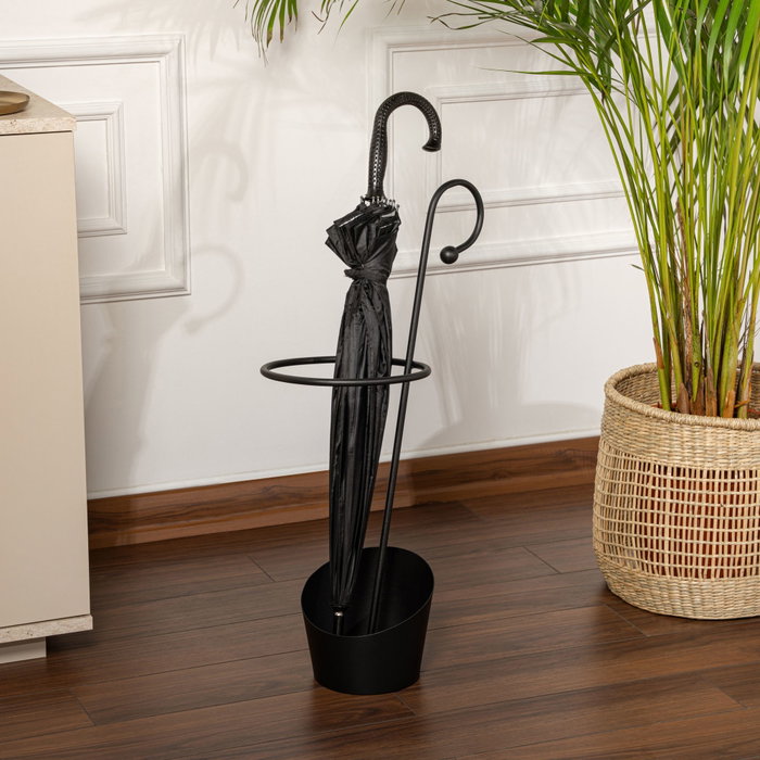 Aberto Design Paragüero 005, Elegante y Duradero, 100% Metal Negro, 34 x 23 x 67 cm