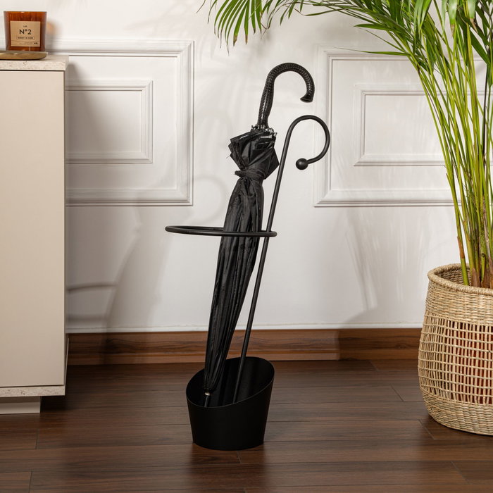 Aberto Design Paragüero 005, Elegante y Duradero, 100% Metal Negro, 34 x 23 x 67 cm
