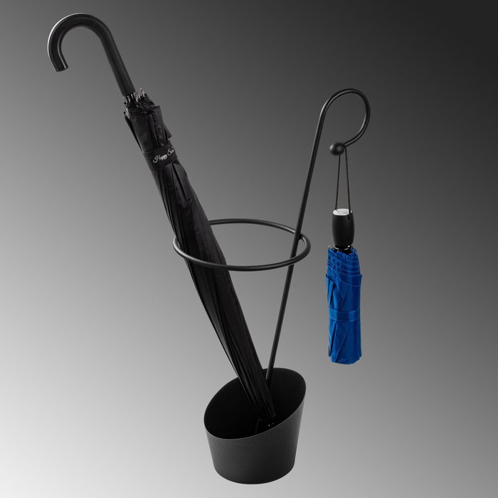 Aberto Design Paragüero 005, Elegante y Duradero, 100% Metal Negro, 34 x 23 x 67 cm