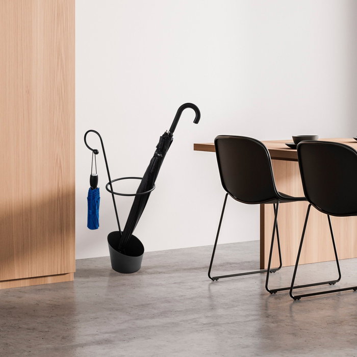 Aberto Design Paragüero 005, Elegante y Duradero, 100% Metal Negro, 34 x 23 x 67 cm