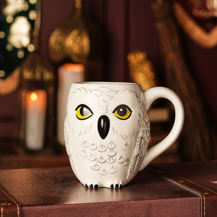 WIDDOP & CO Taza de Cerámica con Diseño 3D de Hedwig - Lechuza de Harry Potter - Pieza de Colección Hogwarts