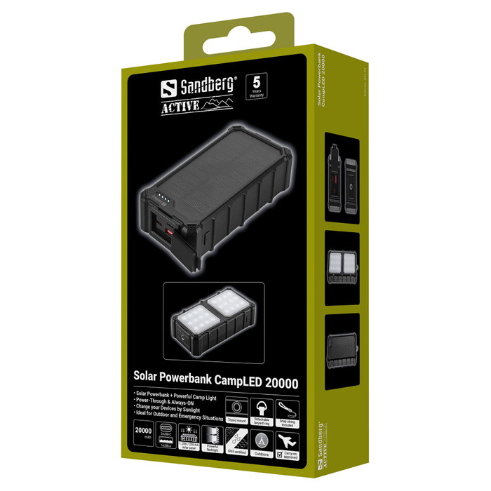 SANDBERG Solar Powerbank CampLED 20000