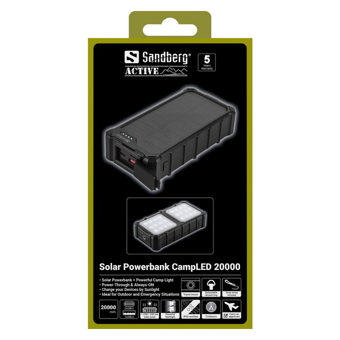 SANDBERG Solar Powerbank CampLED 20000