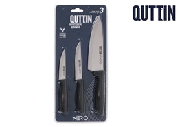 Quttin Set de 3 Piezas Colección Nero con Cuchillo Chef, Multiusos y Pelador