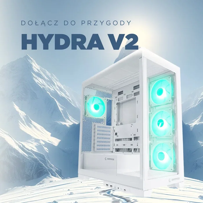 Rampage Hydra V2 Obudowa PC Acuario 4x Ventilador ARGB Blanco