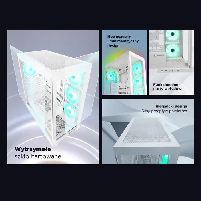 Rampage Hydra V2 Obudowa PC Acuario 4x Ventilador ARGB Blanco