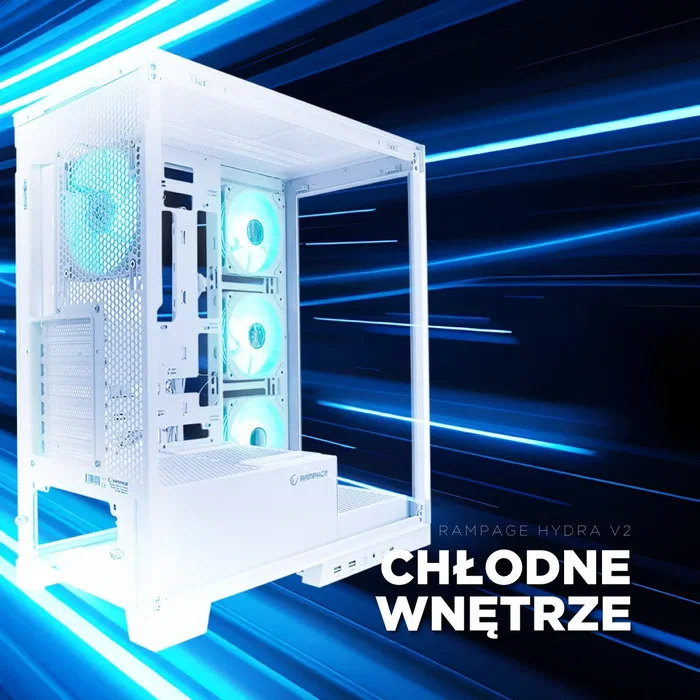 Rampage Hydra V2 Obudowa PC Acuario 4x Ventilador ARGB Blanco