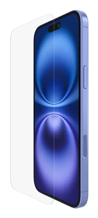 Belkin ScreenForce Protector de Pantalla de Vidrio Templado 9H para iPhone 16 Plus - Transparente, Antibacteriano, Resistente a Impactos y Rayones, 1 Unidad