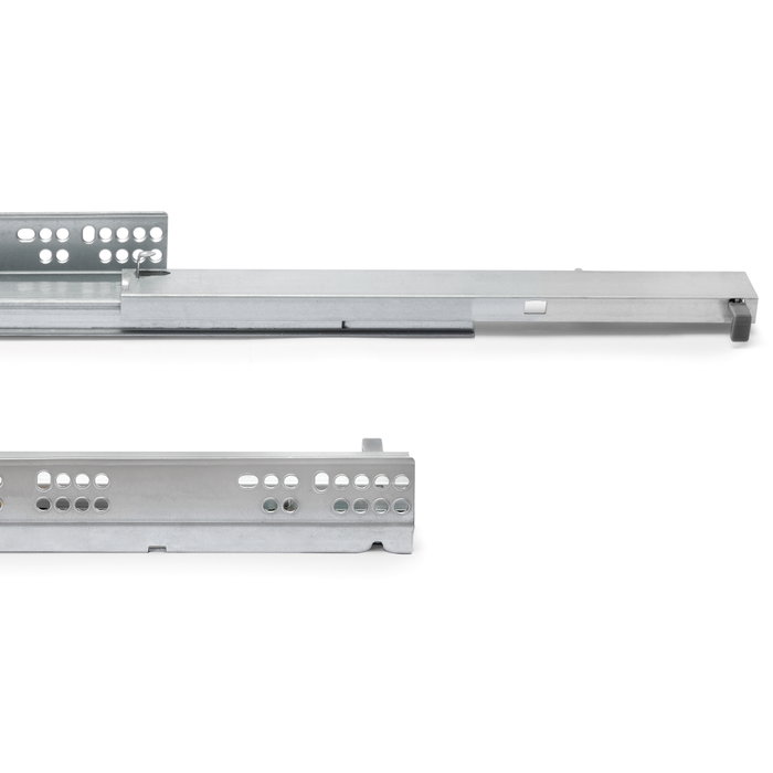 Emuca Juego de guías ocultas para cajones Silver, de extracción total, con push, profundidad 450mm, Acero, Cincado