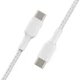 Belkin CAB004BT2MWH2PK Cable USB-C a USB-C Trenzado 2 Metros USB 2.0 480 Mbps Carga Rápida Power Delivery 60W (2 Piezas) - Blanco