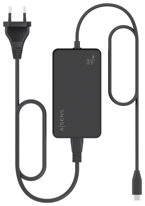 Aisens Cargador de Sobremesa GaN 45W USB-C PD3.0 Negro ASCH-1PD45D067-BK