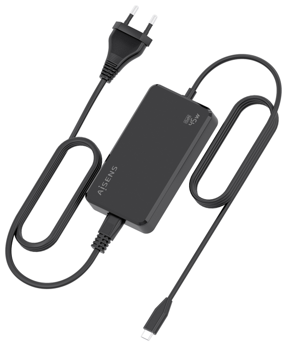 Aisens Cargador de Sobremesa GaN 45W USB-C PD3.0 Negro ASCH-1PD45D067-BK
