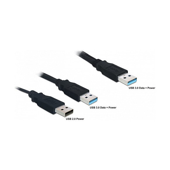 DeLOCK 82908 Cable USB 3.2 Gen 1 de 0,6 m con 2x USB Tipo-A a USB Tipo-A, Negro