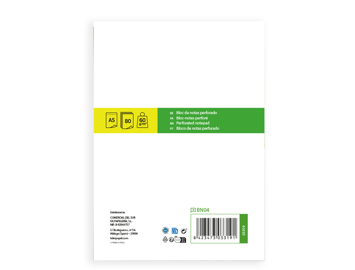 Liderpapel Bloc de notas Din a5 liso 80 hojas 60g/m2 perforado