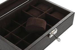 DKD Home Decor Joyero Tradicional Marron Oscuro Marron Pu 16 x 8.5 x 25 cm