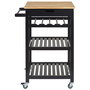 Home Deco Factory Mesa Camarera Industriel con Ruedas Negra Carrito Auxiliar Organización Cocina Botellero Cajón 40x62,5x85,5 cm